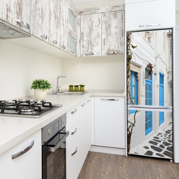 Tapeta nálepka na ledničku Řecké uličky FridgeStick-70x190-f-52782773