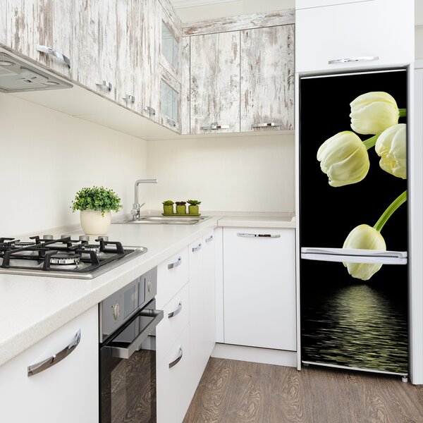 Nálepka fototapeta Bílé tulipány FridgeStick-70x190-f-53318527