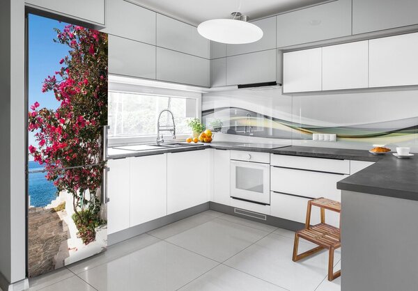 Tapeta nálepka na ledničku Řecké uličky FridgeStick-70x190-f-53520066