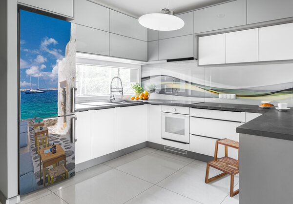 Tapeta nálepka na ledničku Řecké uličky FridgeStick-70x190-f-53428539