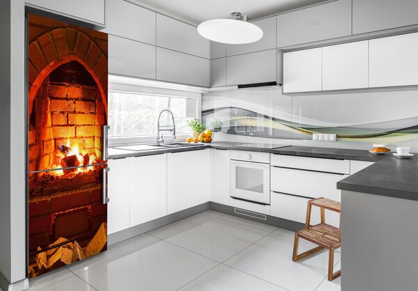 Nálepka tapeta na ledničku Oheň v krbu FridgeStick-70x190-f-56990256