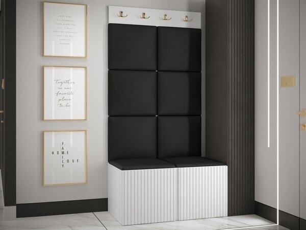 Předsíňová sestava Towiro Slim IV, Barva: bílá, Barva látek:: ekokůže Soft 011 (černá) 5903211220999