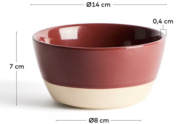 Kave Home Červeno-béžová keramická miska Doren Ø14 cm