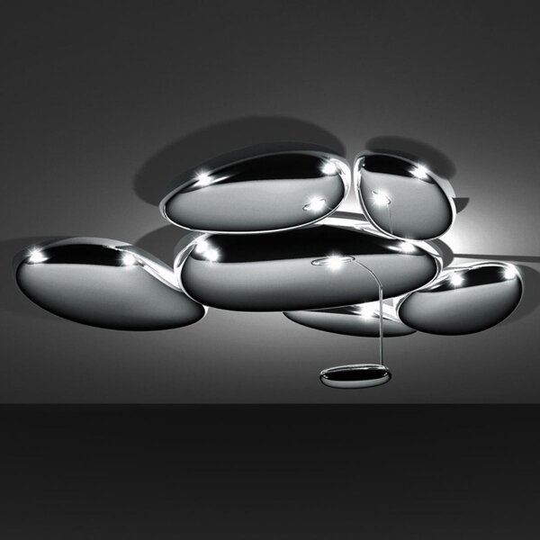 Artemide Stříbrné kovové stropní LED světlo Skydro 143 x 136 cm