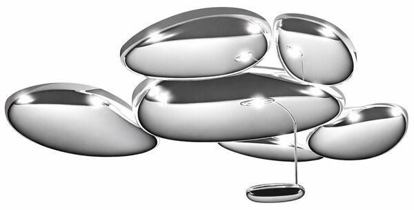 Artemide Stříbrné kovové stropní LED světlo Skydro 143 x 136 cm