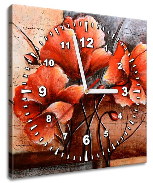 Obraz s hodinami Nádherný Vlčí mák Rozměry: 30 x 30 cm