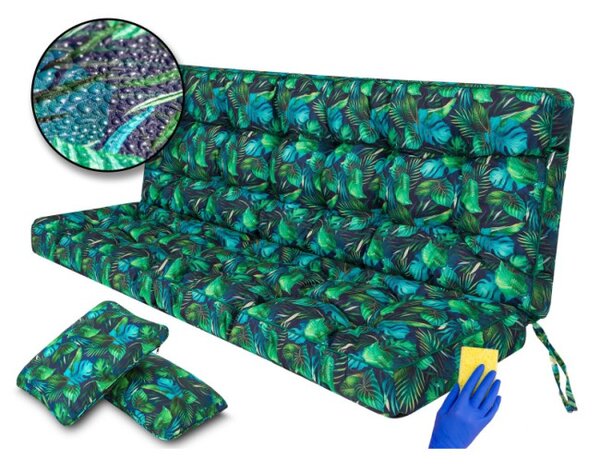 Polštář na zahradní houpačku POLA 100 cm oxford, modré listí
