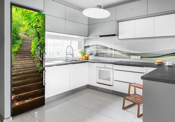 Nálepka tapeta na ledničku Schody do lesa FridgeStick-70x190-f-64602370