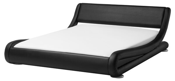 Černá matná kožená postel 160x200 cm AVIGNON