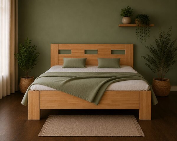 Míša - postel masiv buk 4 cm / 140*160*180x200/, Rozměr: 180, Povrchová úprava: barva, rošt: pevný laťkový 30 mm, Výška hlavového čela: 100 cm, Druh spárovky: cink
