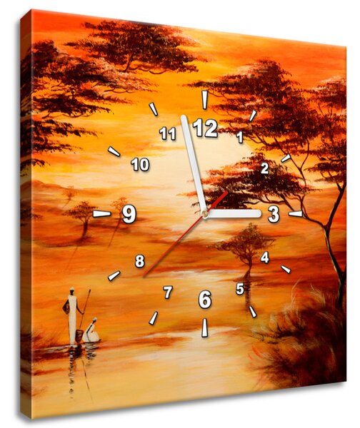 Obraz s hodinami Nádherná Afrika Rozměry: 40 x 40 cm