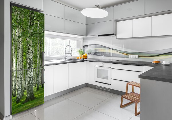 Nálepka fototapeta na ledničku Břízový les FridgeStick-70x190-f-65572526