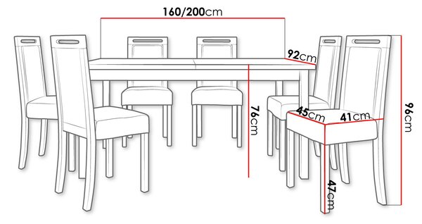 Jídelní sestava pro 6 osob SILLE 3 - bílá / béžová