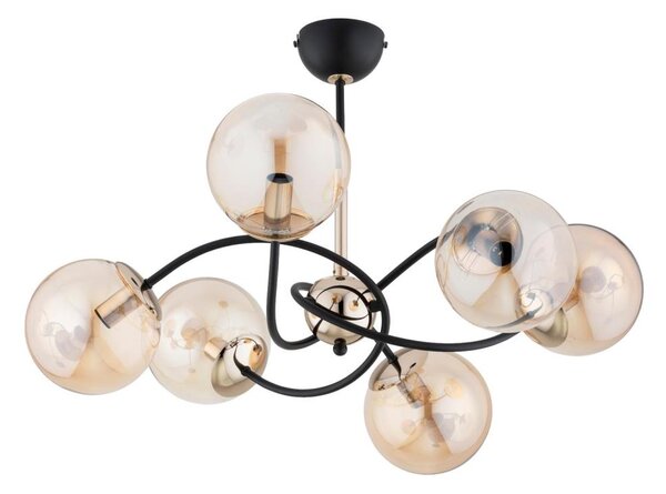 Lustr na tyči AURORA 6xE14/10W/230V černá/zlatá