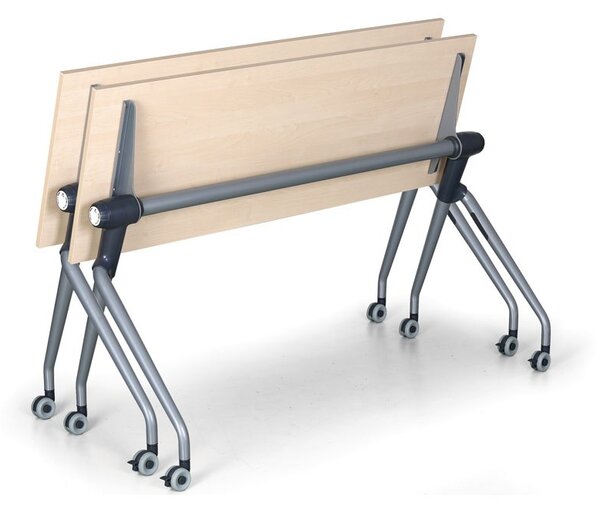 Skládací jednací stůl se sklopnou deskou TRAINING PLUS, 145x45 cm, šedá