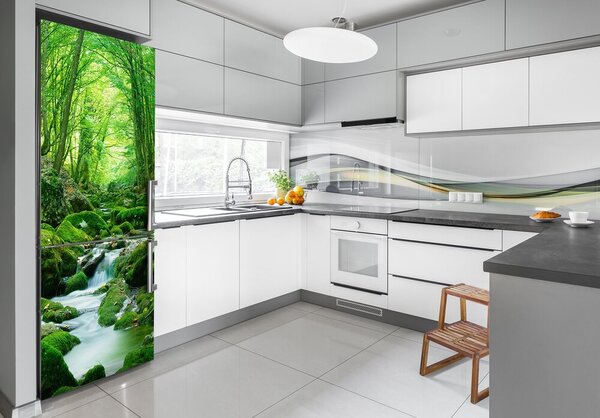 Nálepka tapeta na ledničku Potok v pralese FridgeStick-70x190-f-66843230