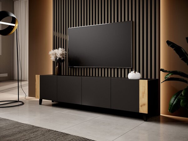 TV stolek Ezrunis, Barva: bílá / bílá + dub craft 5903211210488