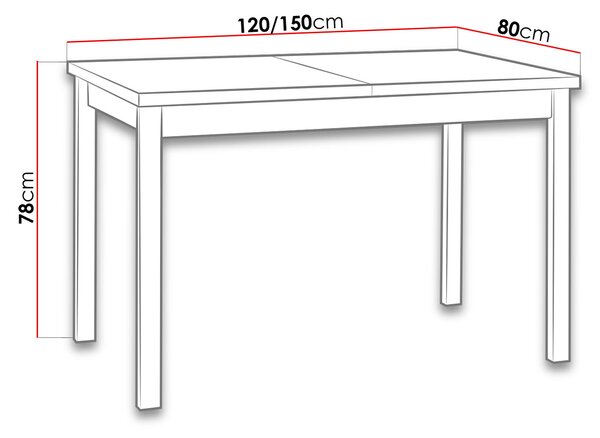 Rozkládací kuchyňský stůl 120x80 cm ELISEK 1 - bílý / černý