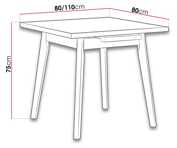 Rozkládací jídelní stůl 80x80 cm AMES 2 - dub sonoma / bílý