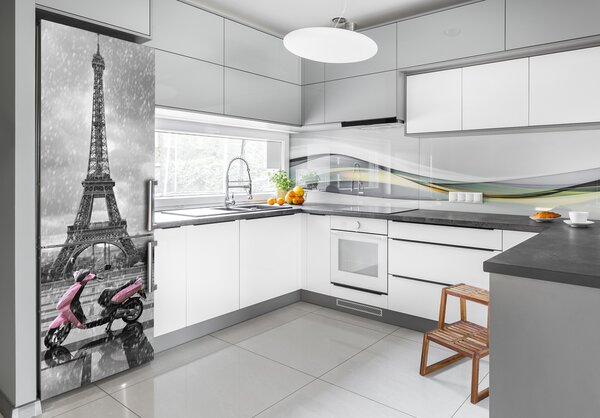 Tapeta nálepka na ledničku Eiffelova věž skútr FridgeStick-70x190-f-68974331