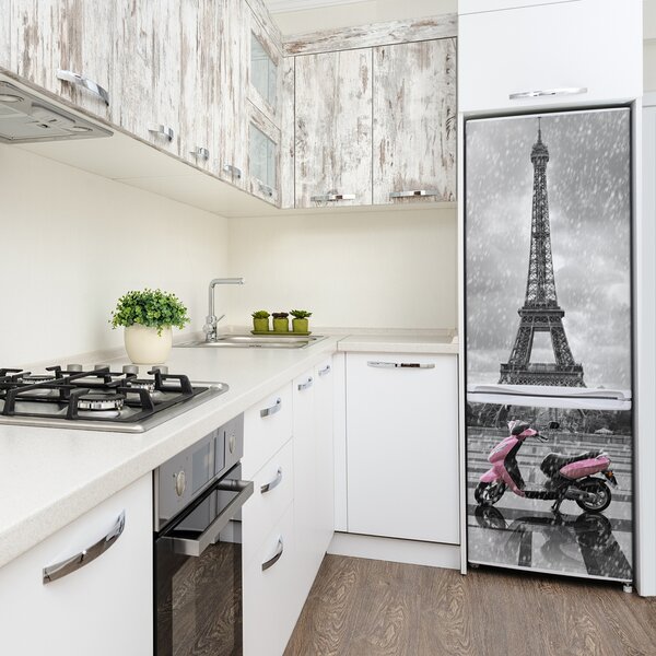 Tapeta nálepka na ledničku Eiffelova věž skútr FridgeStick-70x190-f-68974331