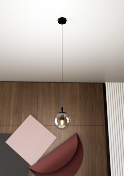 Lustr na lanku COSMO 1xE14/10W/230V pr. 14 cm černá/šedá