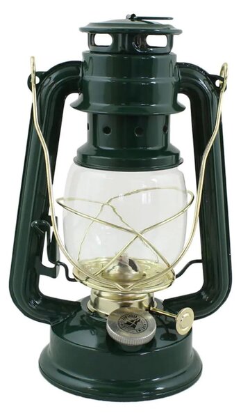 Petrolejová lampa Hurricane Green Brass 24 cm Strömshaga
