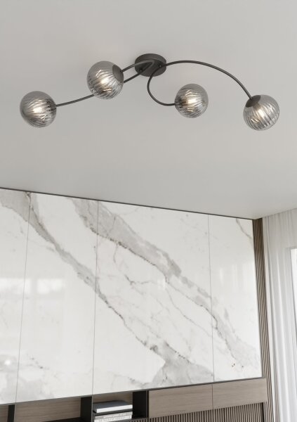 Přisazený lustr VIBRA 4xE14/10W/230V černá/šedá