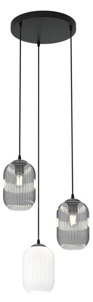 Lustr na lanku VERDI 3xE27/15W/230V pr. 30 cm černá/šedá/bílá