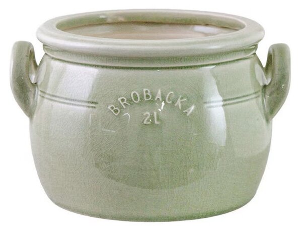 Kameninový květináč Brobacka Green Low 20x13 cm Strömshaga