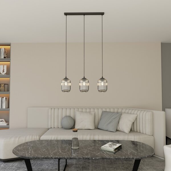 Lustr na lanku VERDI 3xE27/15W/230V černá/šedá