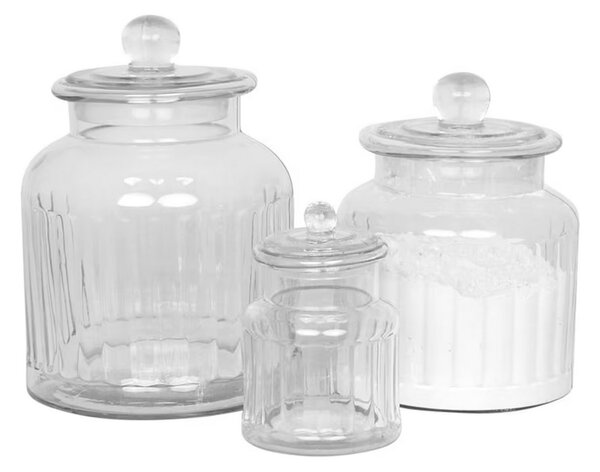 Skleněná dóza s víkem Gustav Ribbed Small Strömshaga