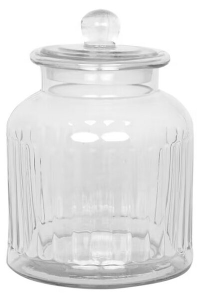Skleněná dóza s víkem Gustav Ribbed Medium Strömshaga