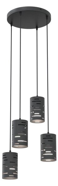 Lustr na lanku TANK 4xE27/15W/230V pr. 36 cm černá