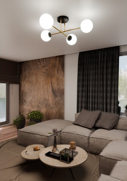 Lustr na tyči MAGNUM 4xE14/10W/230V bílá/zlatá/černá