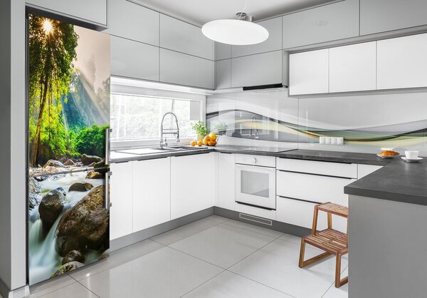 Nálepka tapeta na ledničku Vodopád v lese FridgeStick-70x190-f-71554377