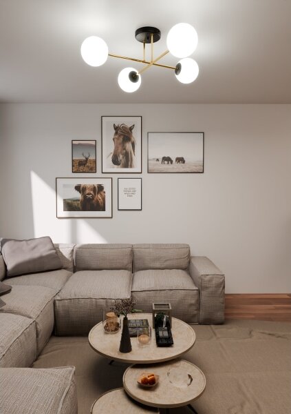 Lustr na tyči MAGNUM 4xE14/10W/230V bílá/zlatá/černá