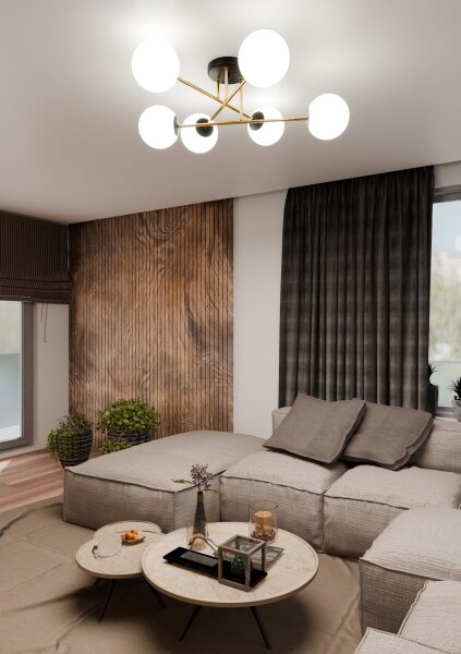 Lustr na tyči MAGNUM 6xE14/10W/230V bílá/zlatá/černá