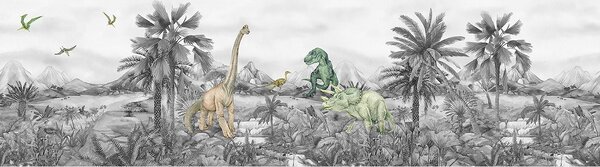 Dětská samolepící bordura na zeď Dino | 5 m x 9.7 cm | DWBD8137