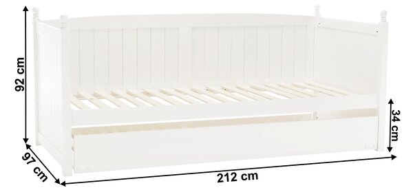KONDELA Postel s přistýlkou, borovicové dřevo, bílá, 90x200, GLAMIS