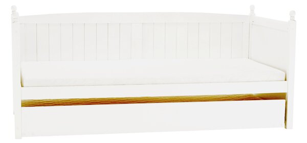 KONDELA Postel s přistýlkou, borovicové dřevo, bílá, 90x200, GLAMIS