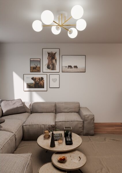 Lustr na tyči MAGNUM 6xE14/10W/230V bílá/zlatá