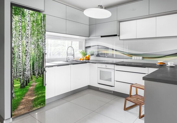 Nálepka fototapeta na ledničku Břízový les FridgeStick-70x190-f-72008016