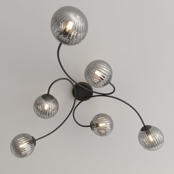 Přisazený lustr VIBRA 6xE14/10W/230V černá/šedá
