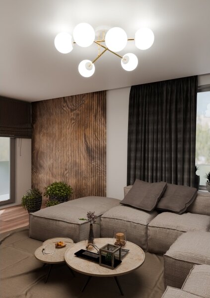 Lustr na tyči MAGNUM 6xE14/10W/230V bílá/zlatá