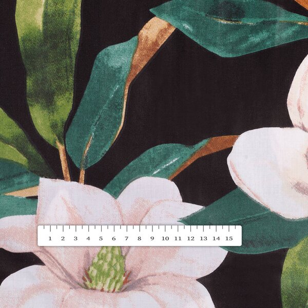 Biante Bavlněný čtvercový ubrus Sandra SA-300 Květy magnolie na černém 50x50 cm