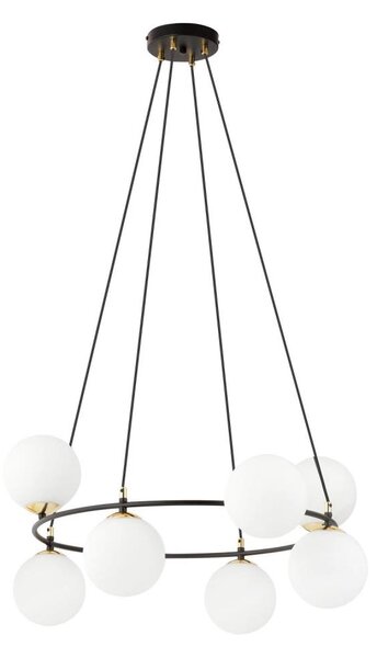 Lustr na lanku AZURA 8xE14/10W/230V černá/bílá