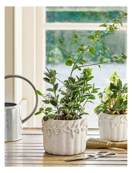 Kameninový květináč Cetara Rustic White 15 cm Garden Trading