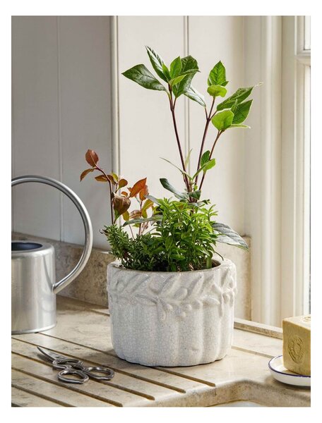 Kameninový květináč Cetara Rustic White 18 cm Garden Trading