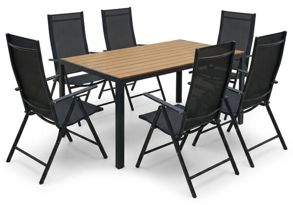 Vikio Zahradní set 150x90 pro 6 osob skládací židle V136-P přírodní